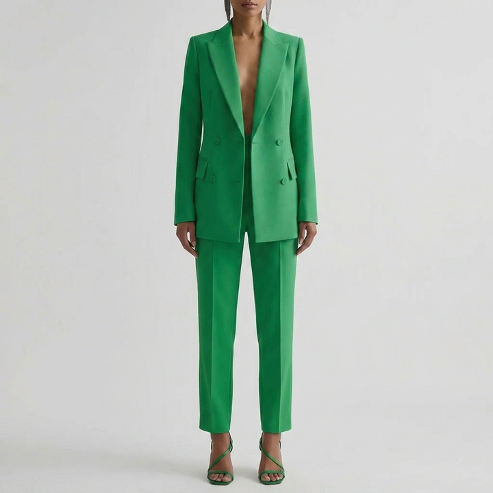 Skräddarsydd Dubbelknäppt Blazer Och Byxor Set