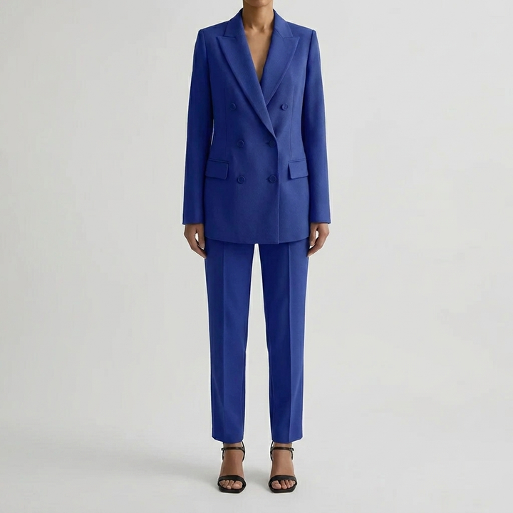 Skräddarsydd Dubbelknäppt Blazer Och Byxor Set