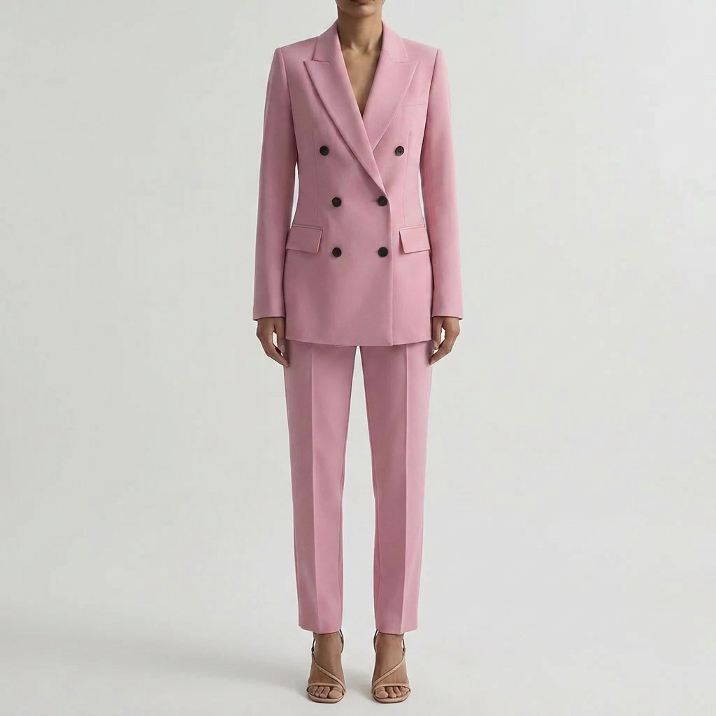 Skräddarsydd Dubbelknäppt Blazer Och Byxor Set
