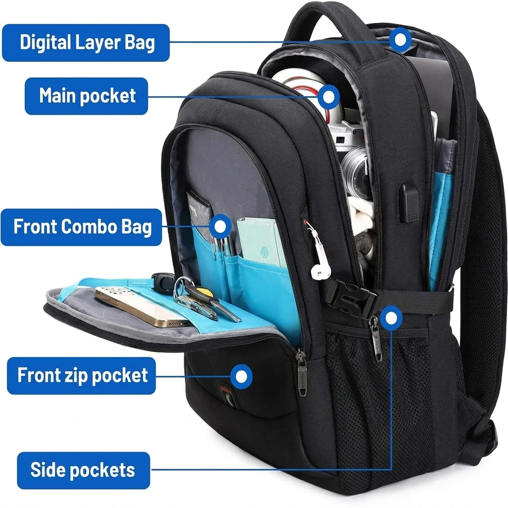 Vattentät laptop och reserucksack