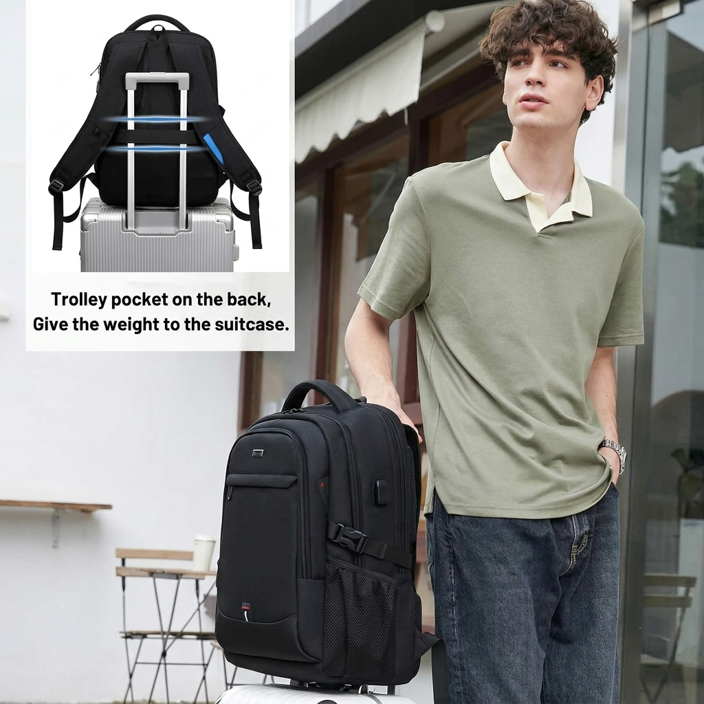 Vattentät laptop och reserucksack