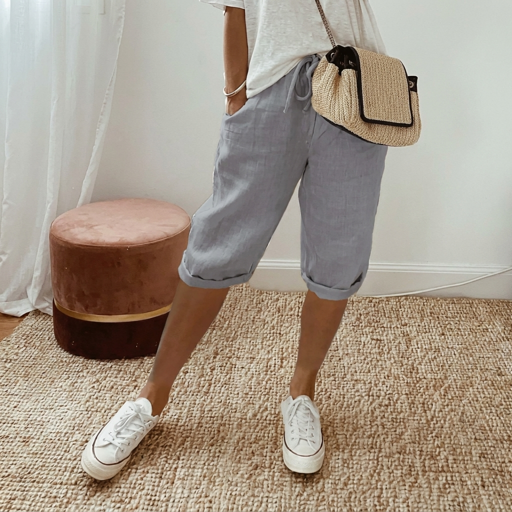 Casual Dame Shorts i Bomull och Hør