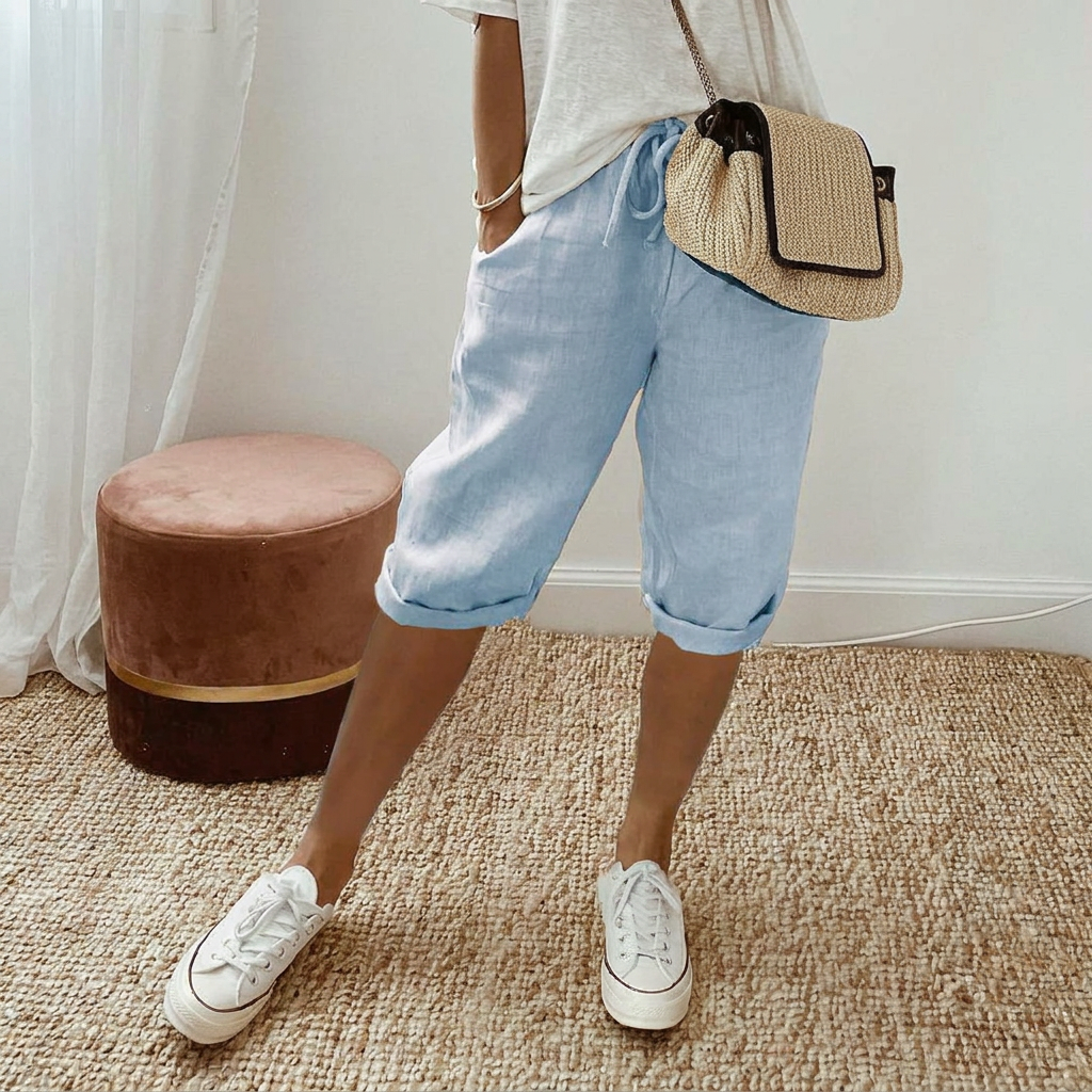 Casual Dame Shorts i Bomull och Hør