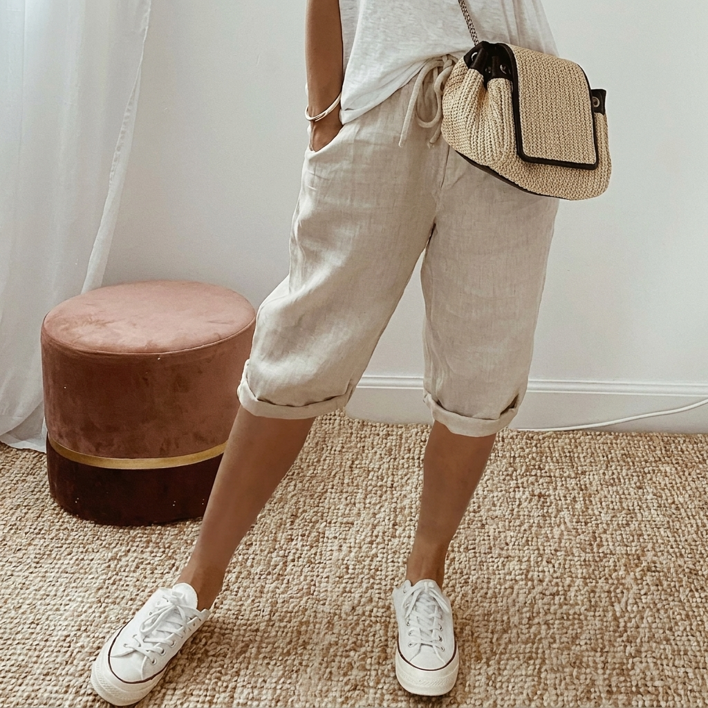 Casual Dame Shorts i Bomull och Hør