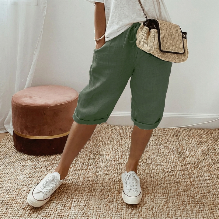 Casual Dame Shorts i Bomull och Hør