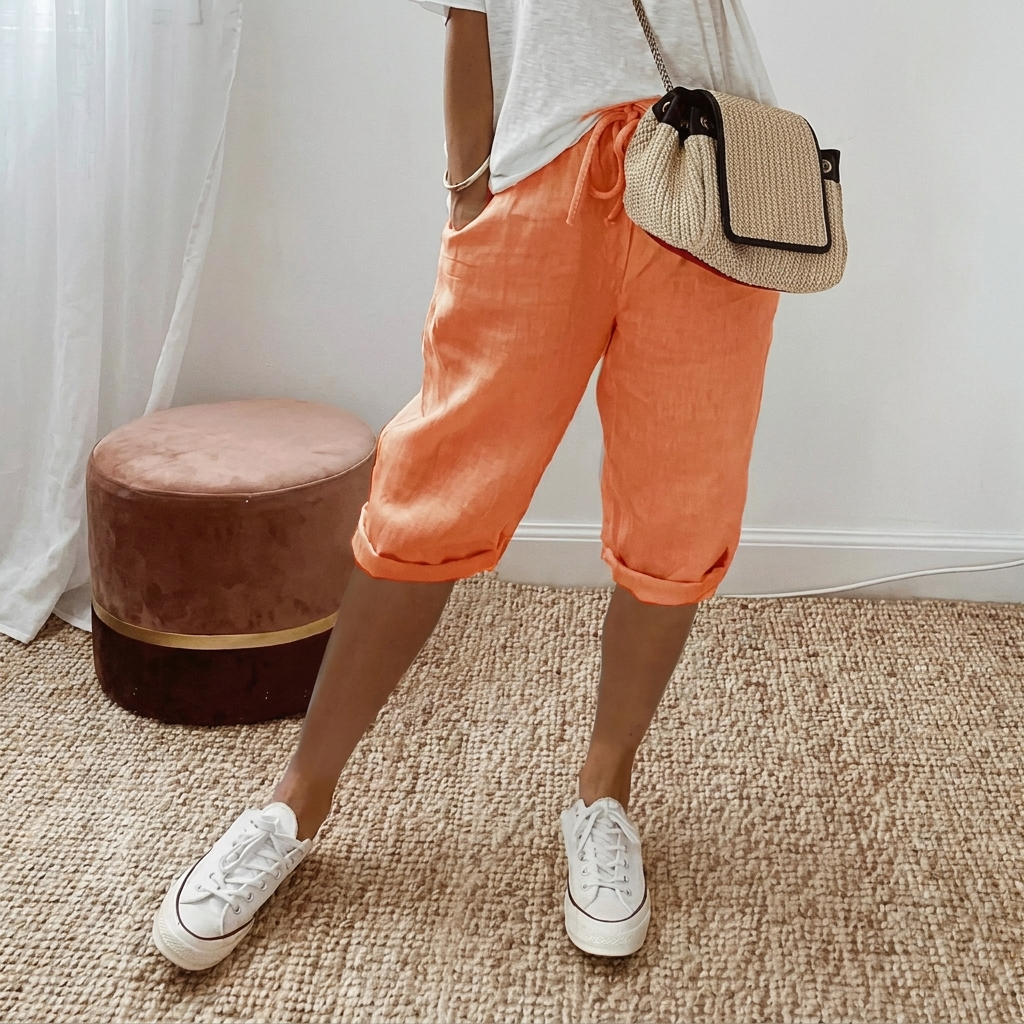Casual Dame Shorts i Bomull och Hør