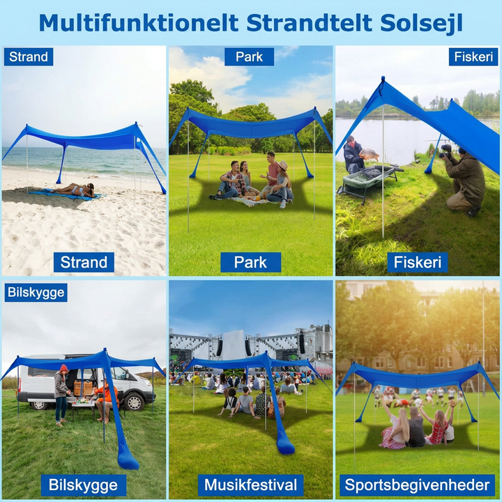 Stort Solskyggetält till Strand med UV-Skydd