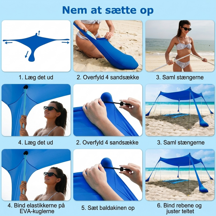 Stort Solskyggetält till Strand med UV-Skydd