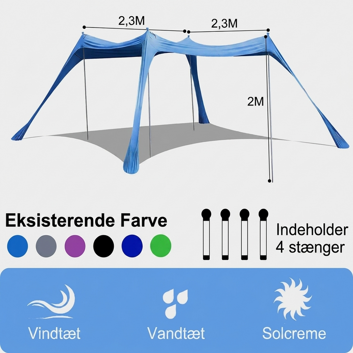 Stort Solskyggetält till Strand med UV-Skydd