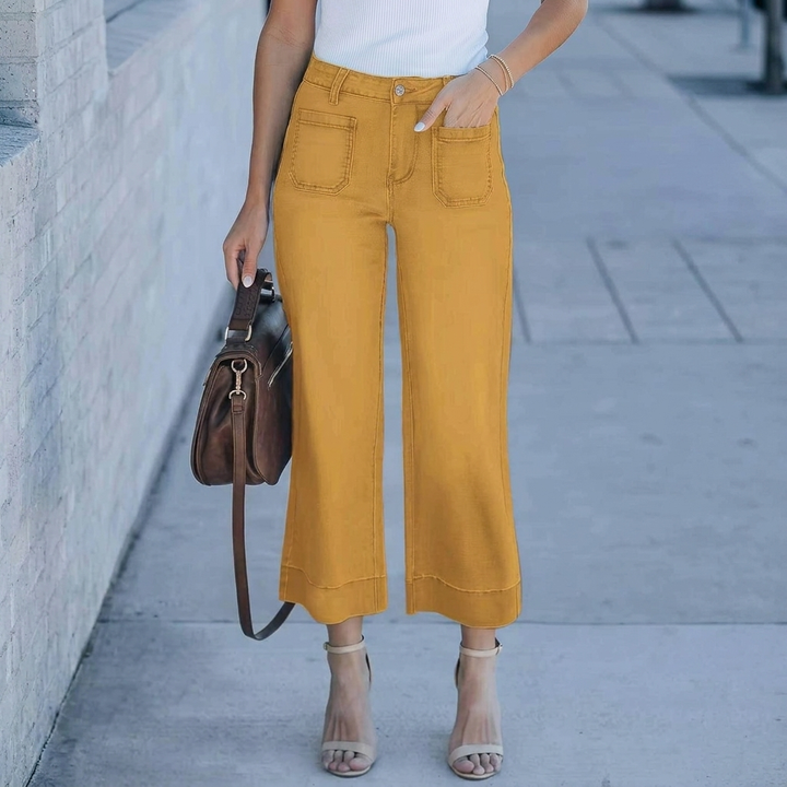 Avslappnad Chic Högmidjade Raka Breda Jeans