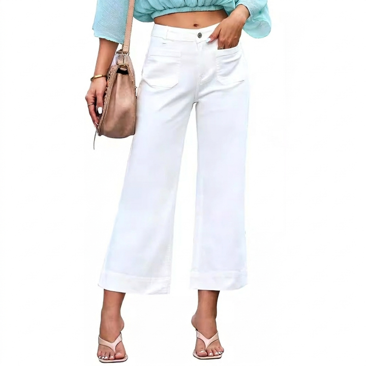 Avslappnad Chic Högmidjade Raka Breda Jeans