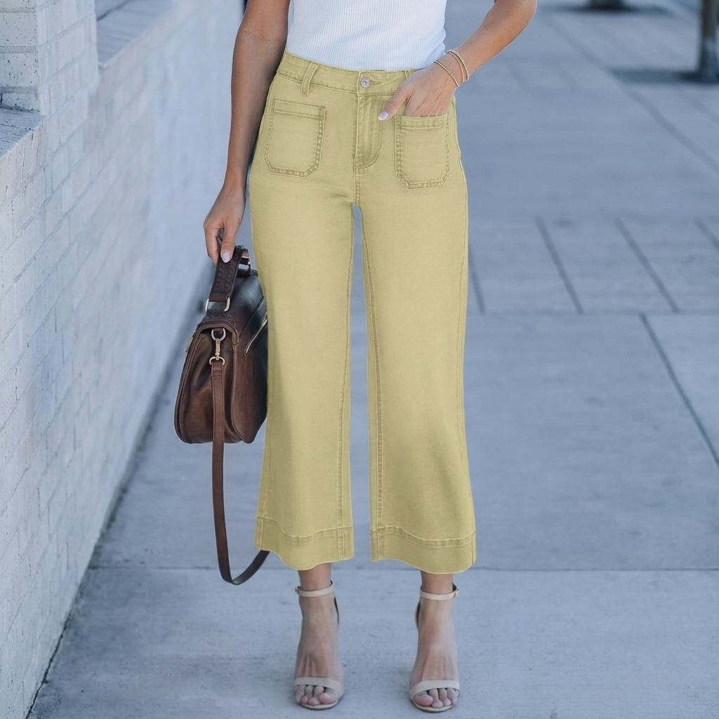 Avslappnad Chic Högmidjade Raka Breda Jeans