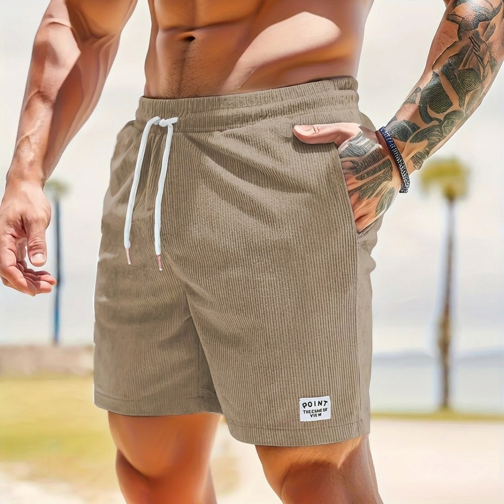 Herrars Snörning Dragband Kordflors Shorts