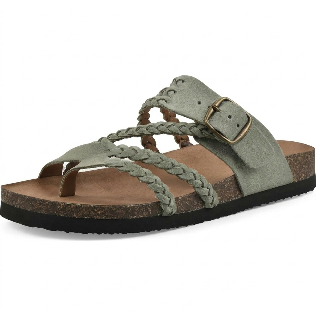 Elegant europeisk stil vävd rem flat sandaler för kvinnor