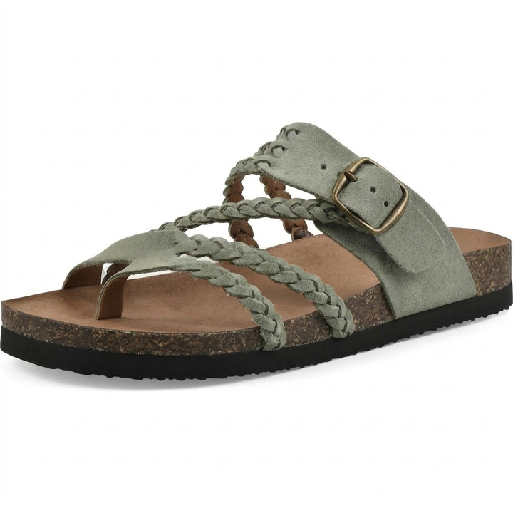 Elegant europeisk stil vävd rem flat sandaler för kvinnor