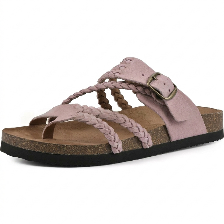 Elegant europeisk stil vävd rem flat sandaler för kvinnor
