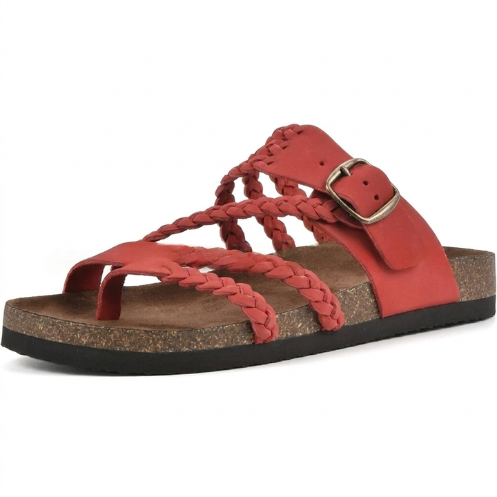 Elegant europeisk stil vävd rem flat sandaler för kvinnor