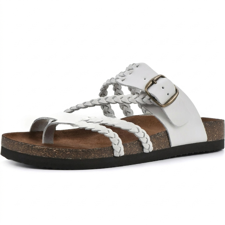 Elegant europeisk stil vävd rem flat sandaler för kvinnor