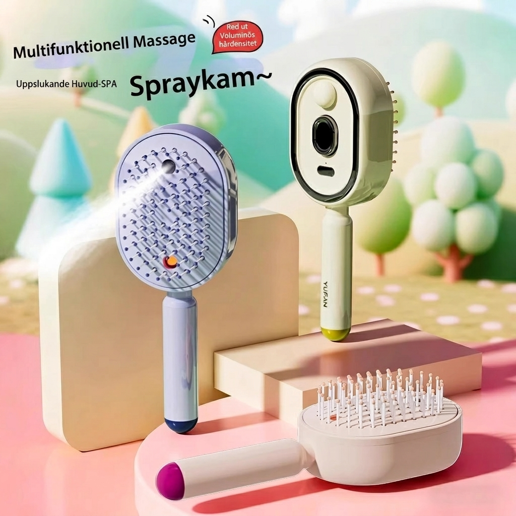 Smart Luftkudde Massage Hårborste med Essentiell Oljespray
