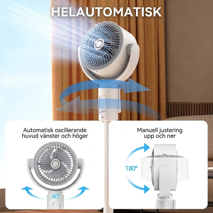 Tyst golvfläkt – Fjärrkontroll och oscillation