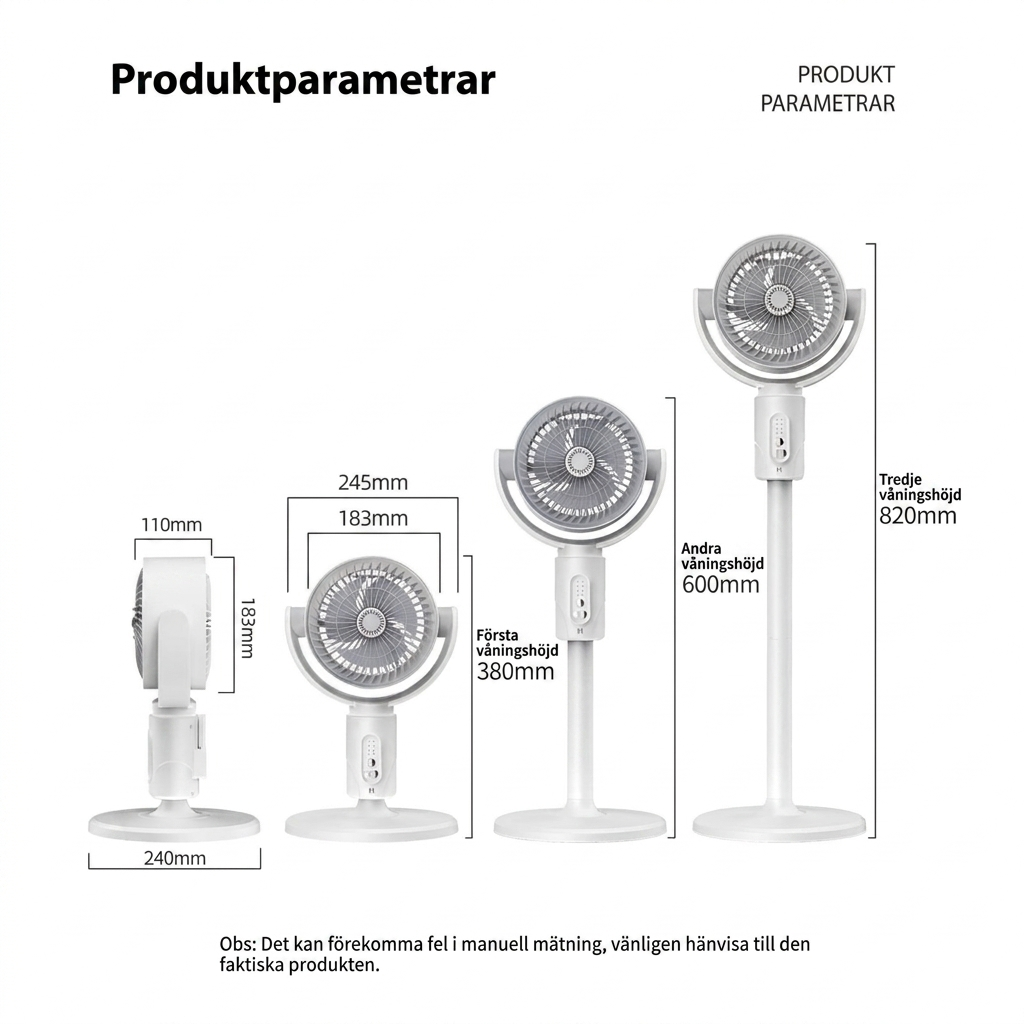 Tyst golvfläkt – Fjärrkontroll och oscillation