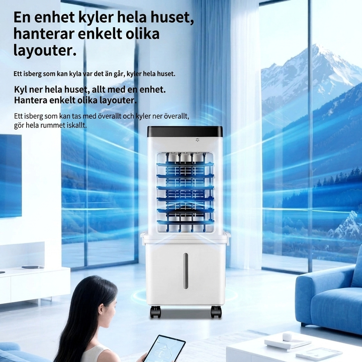 Bärbar, oscillerande miniskrivbordsfläkt med kraftfull luftcirkulation
