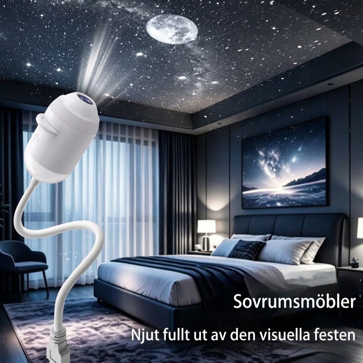 Projektor med stjärnhimmel och planeter för sovrummet