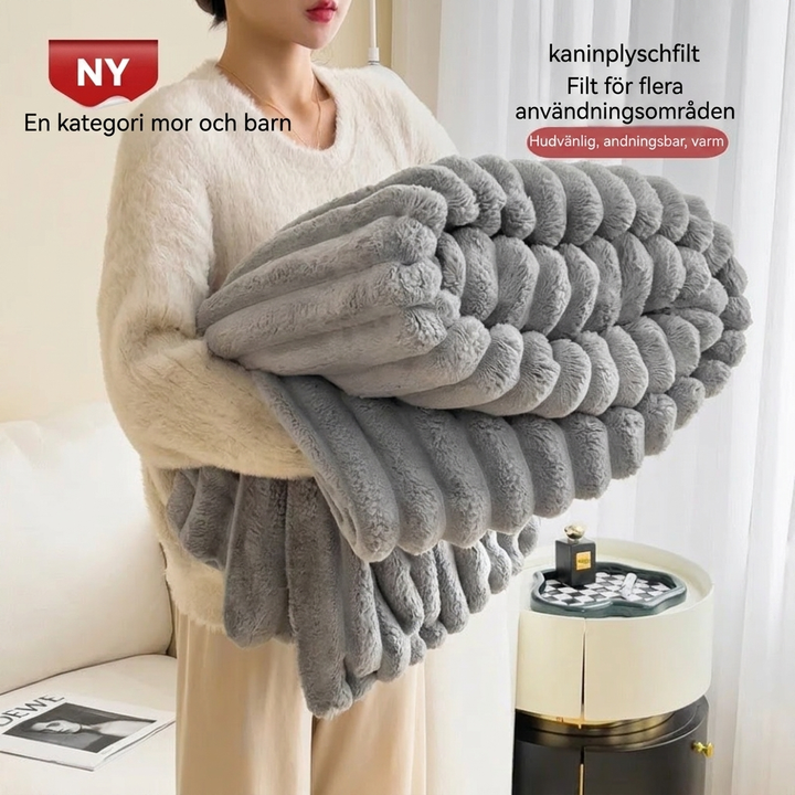 Mjuk Bubble Velvet Filt med Kaninpälsliknande Design och Varm Känsla