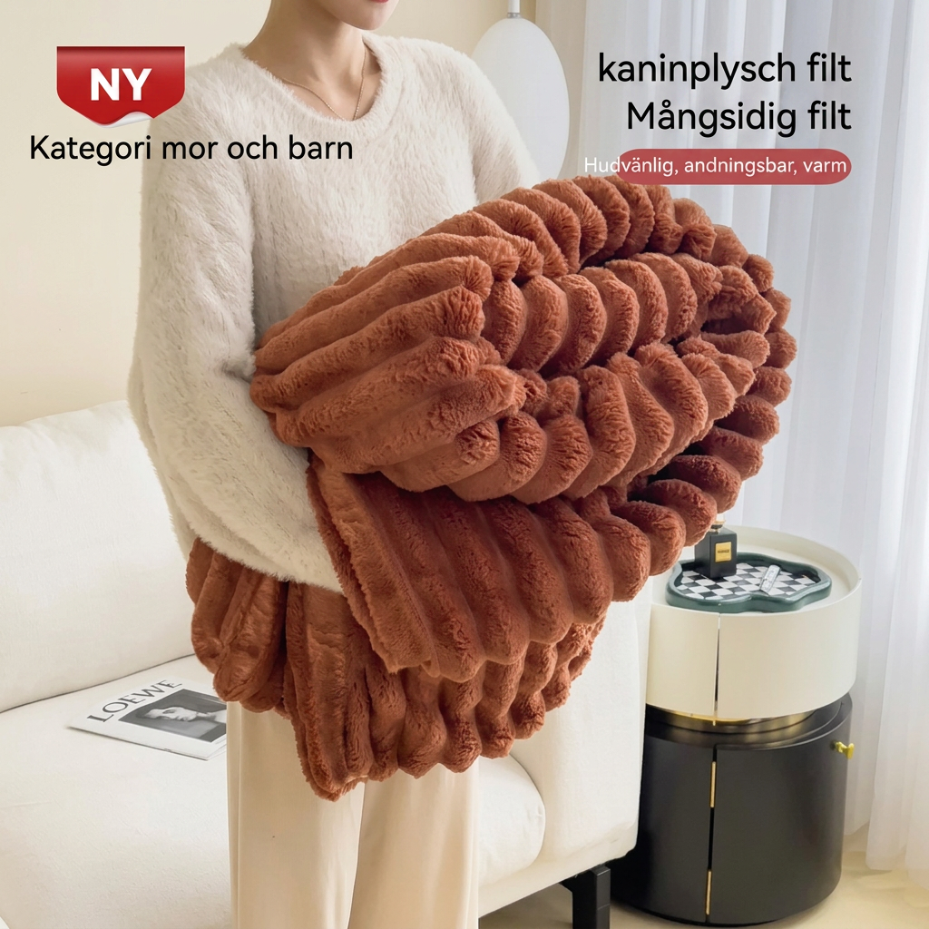 Mjuk Bubble Velvet Filt med Kaninpälsliknande Design och Varm Känsla