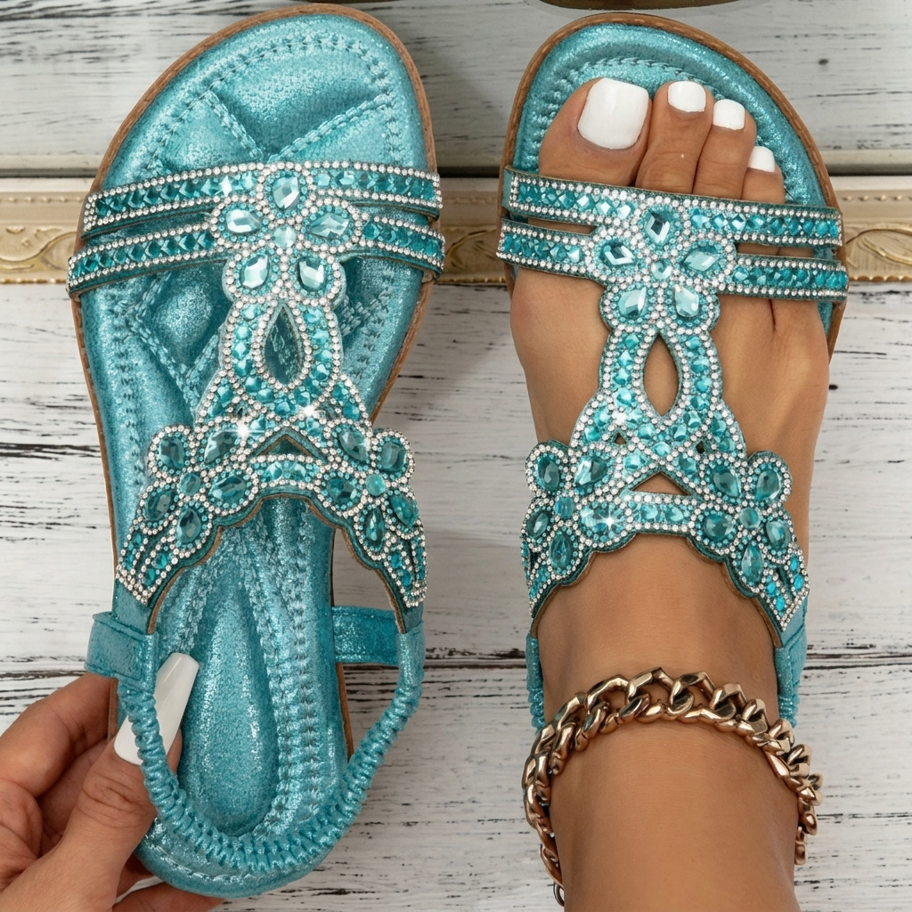 Boho-Sandaler med Strass