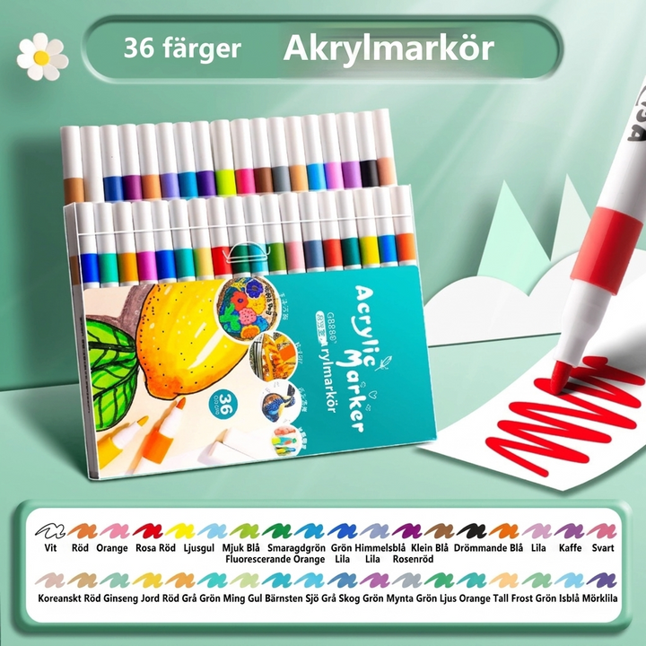Sann Färg Akrylmålarpenna Färg Måla