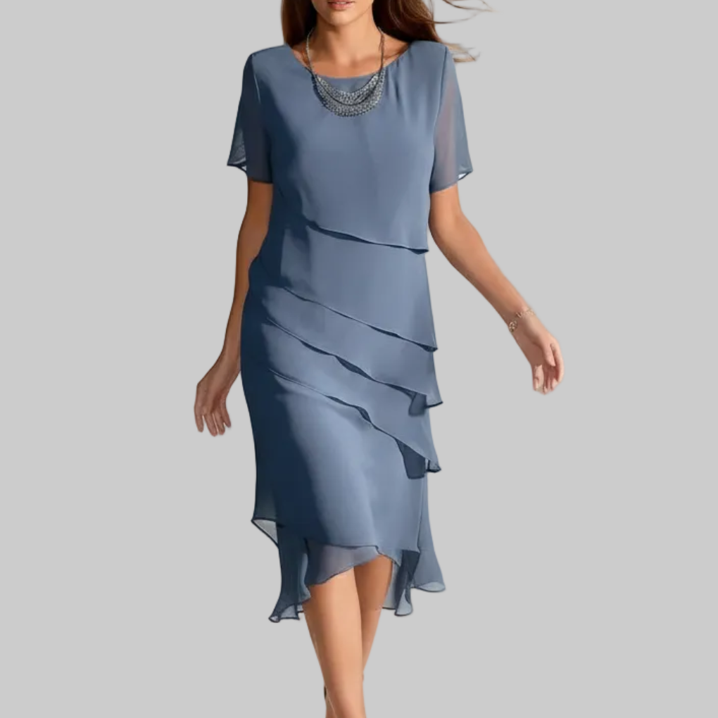 Luxe Chiffon Midi Klänning för Kvinnor