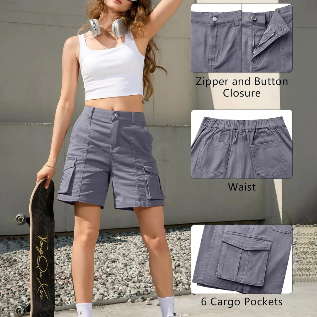 Cargo Shorts - Hoge Taille | Vintage Stijl met Zakken