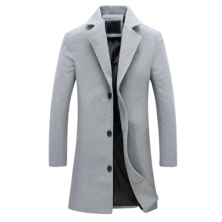 Mans lång vinterkappa med notch lapel