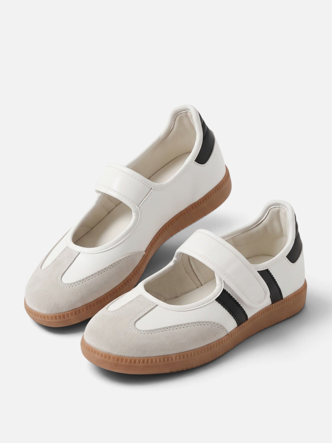 Sneakers i Mary Jane-stil med kontrastränder för dam