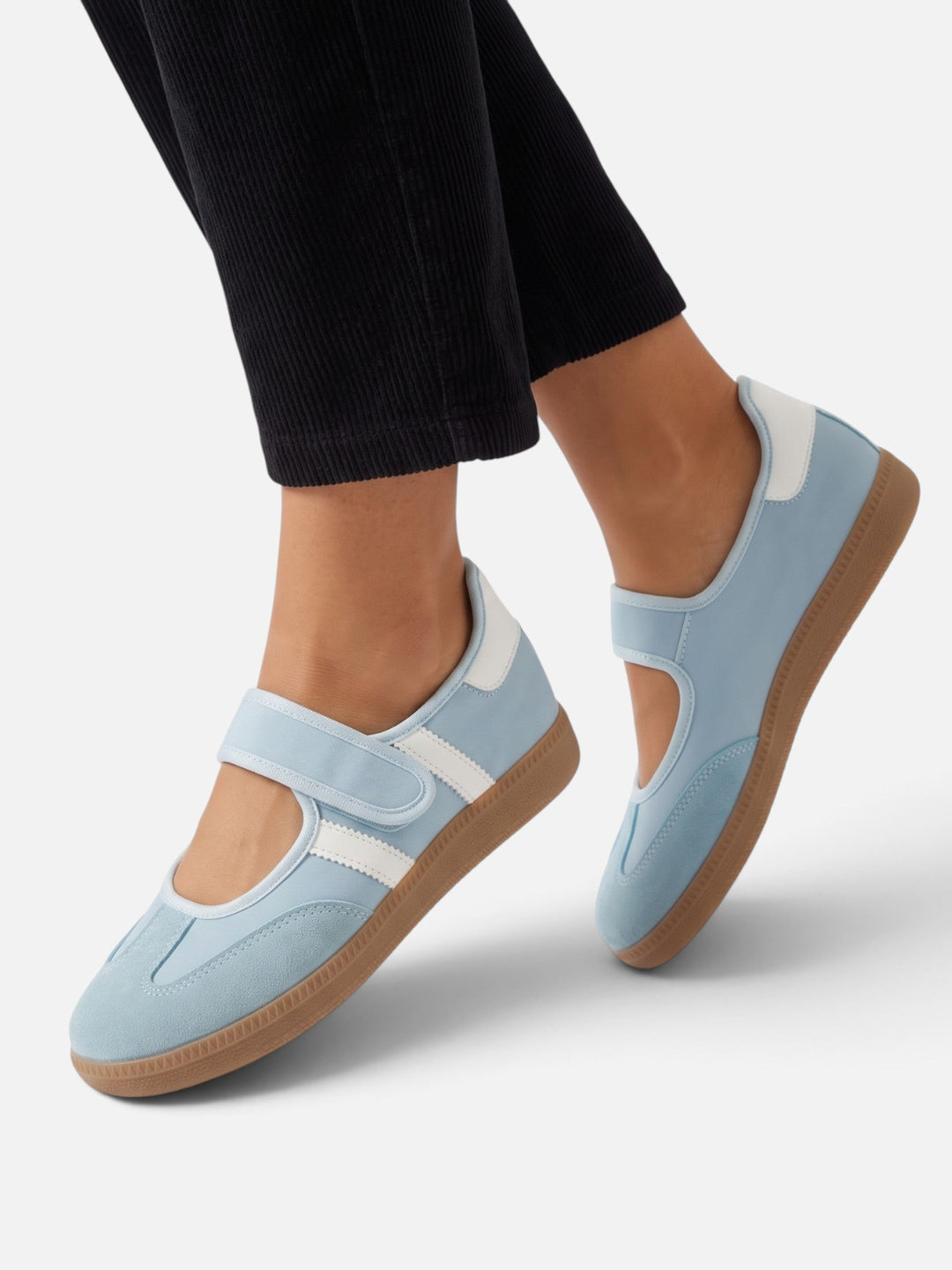 Sneakers i Mary Jane-stil med kontrastränder för dam