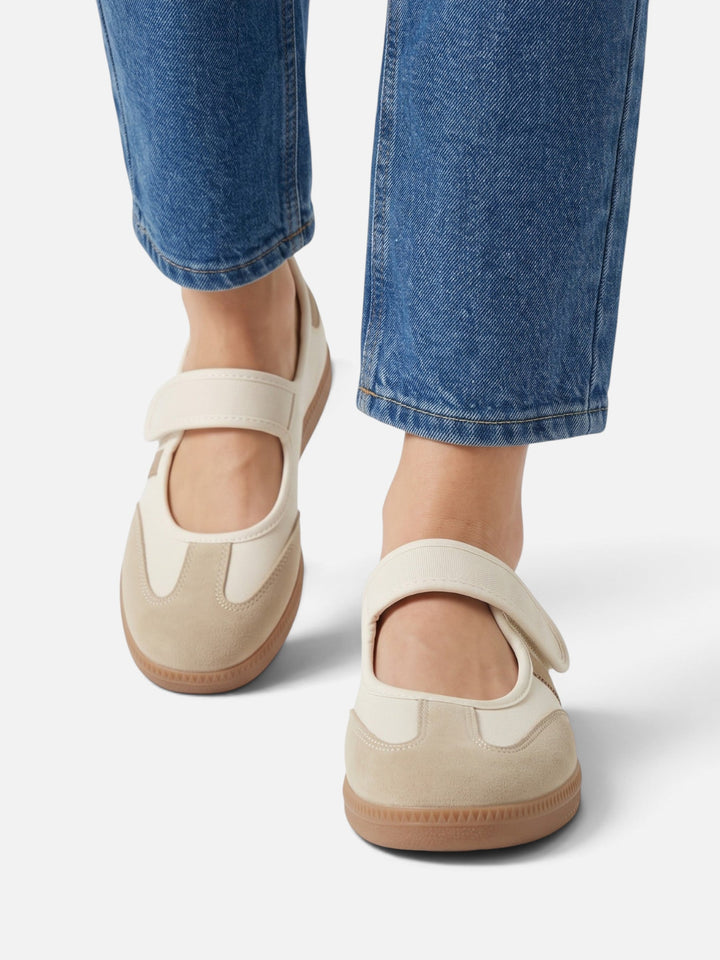 Sneakers i Mary Jane-stil med kontrastränder för dam