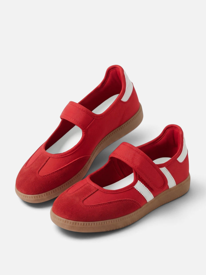 Sneakers i Mary Jane-stil med kontrastränder för dam