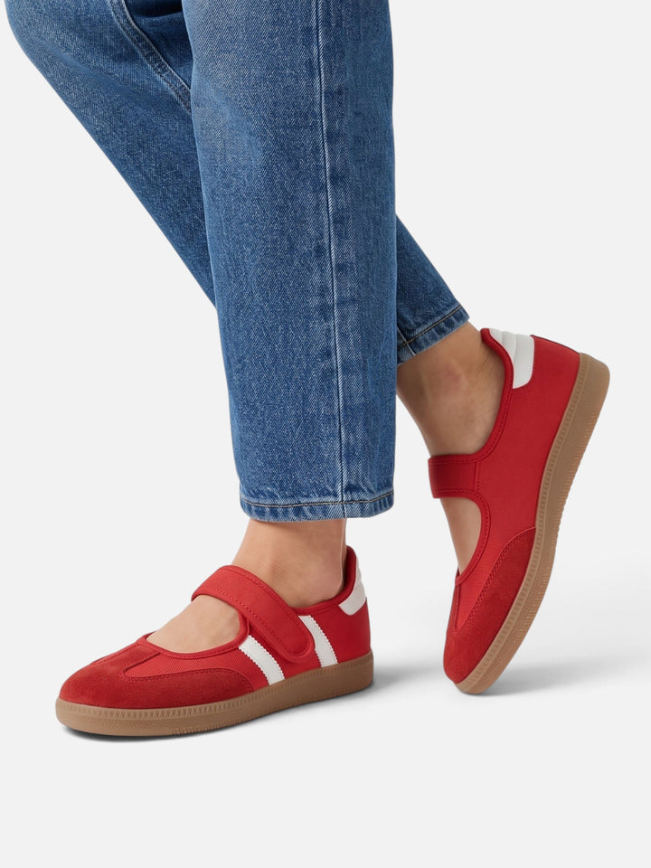 Sneakers i Mary Jane-stil med kontrastränder för dam