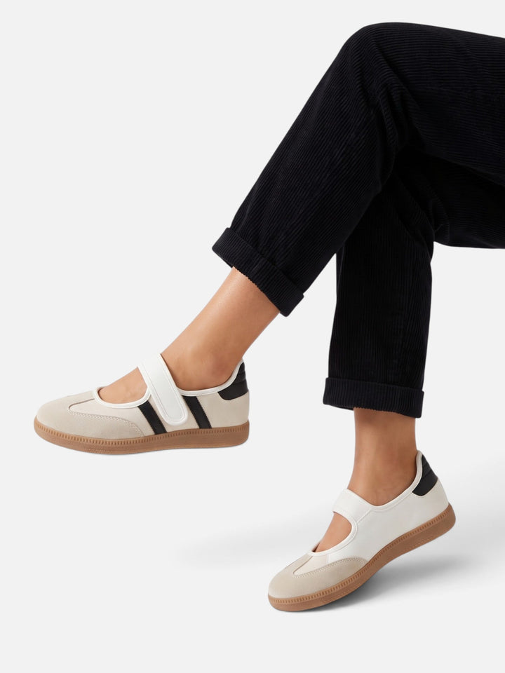 Sneakers i Mary Jane-stil med kontrastränder för dam