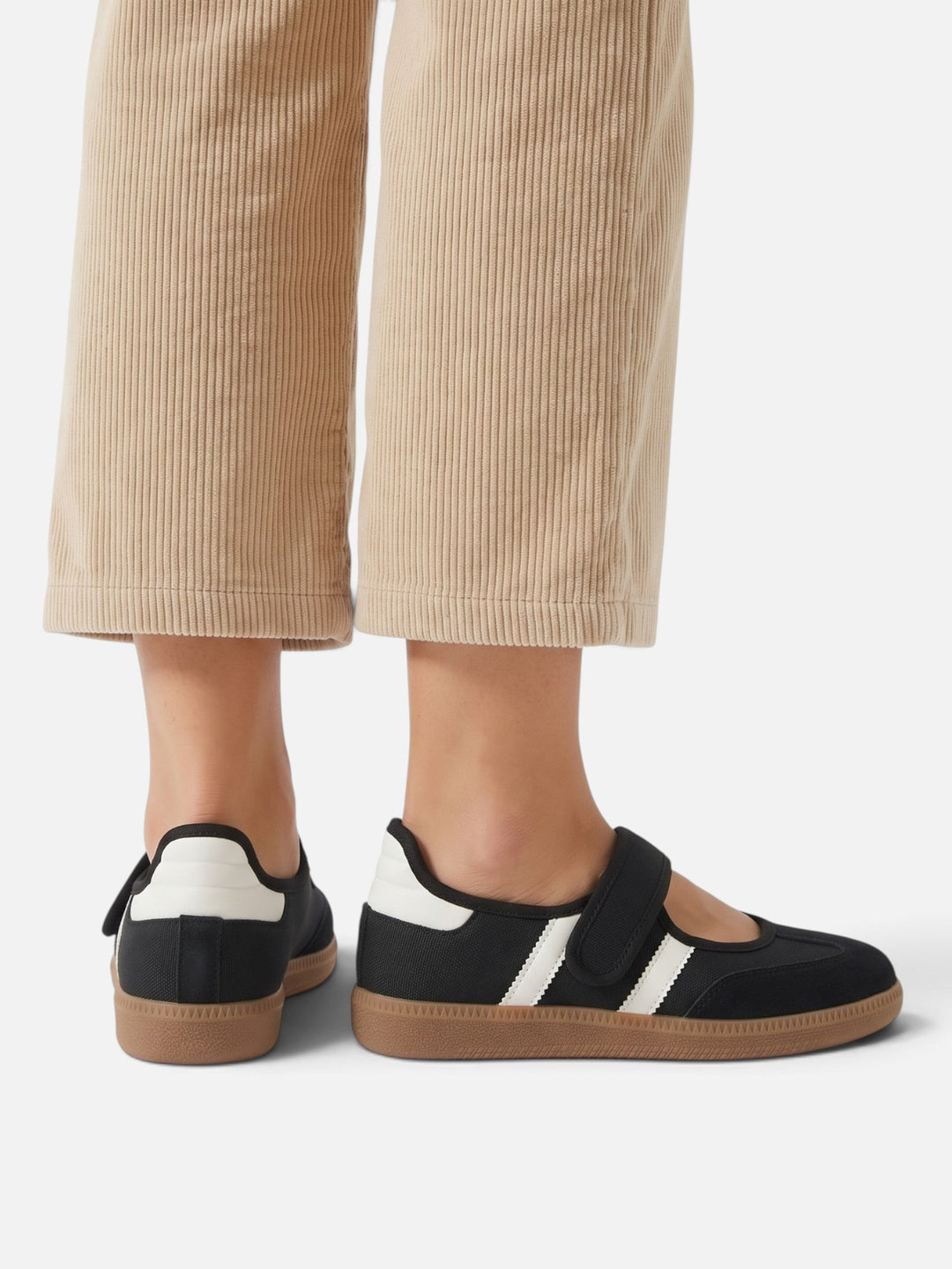 Sneakers i Mary Jane-stil med kontrastränder för dam