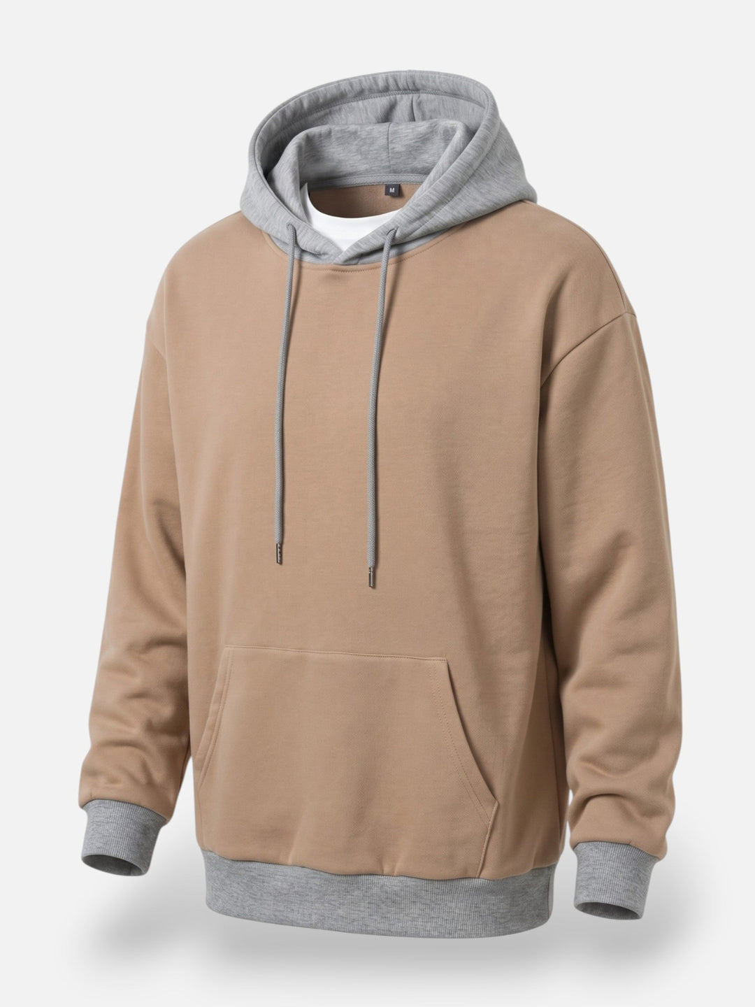 Tvåfärgad hoodie med dragsko för herr