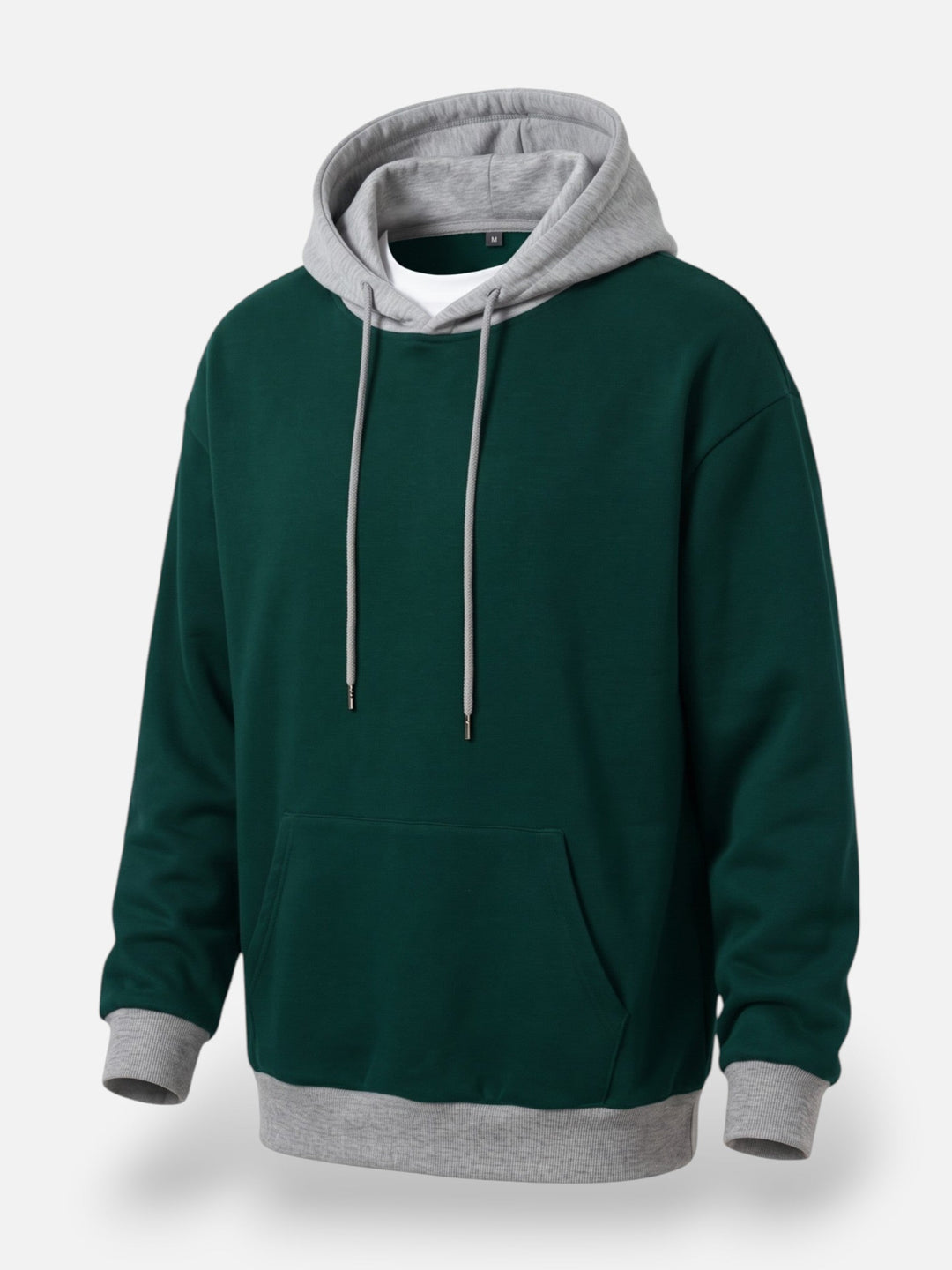 Tvåfärgad hoodie med dragsko för herr