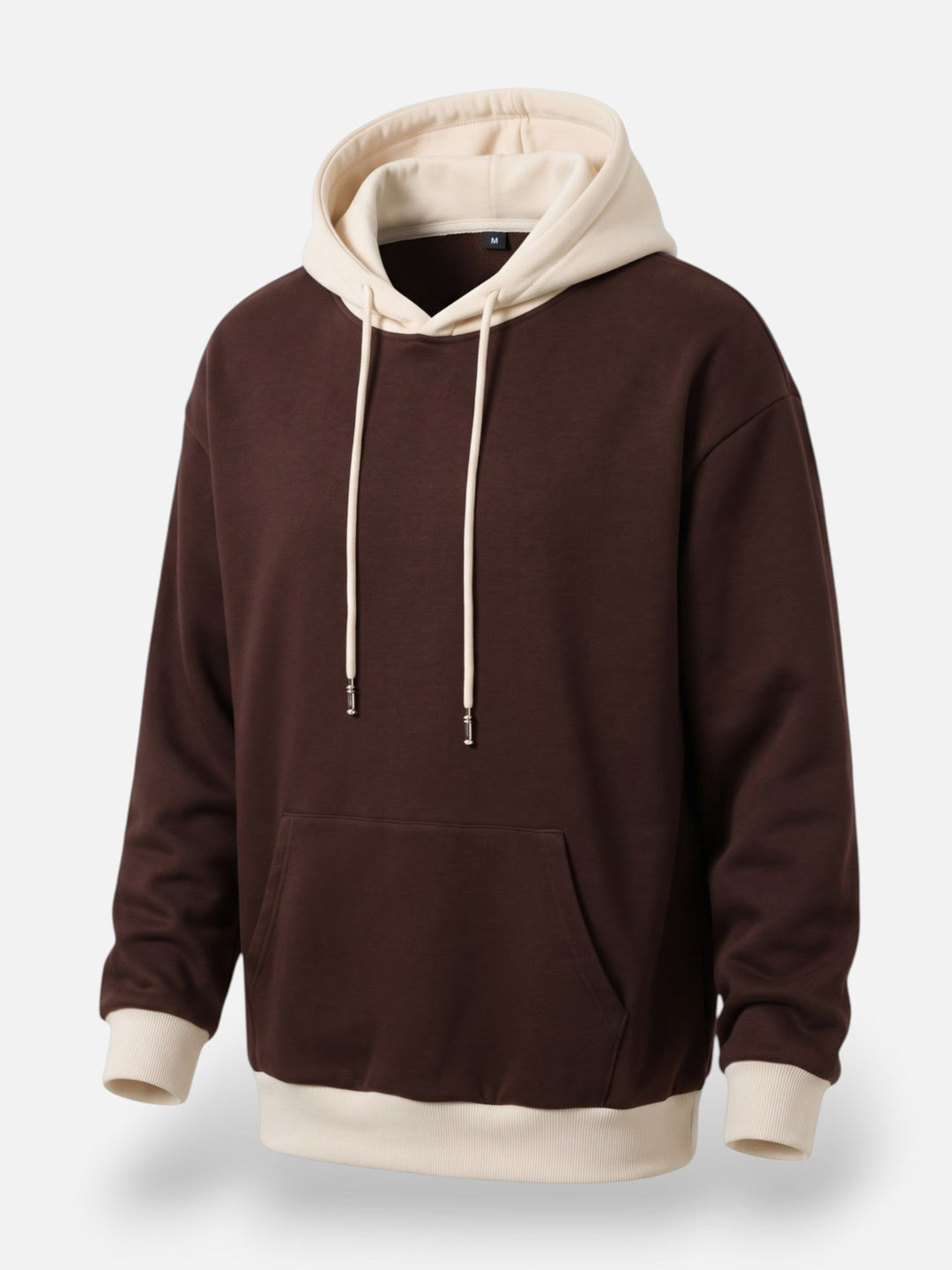 Tvåfärgad hoodie med dragsko för herr