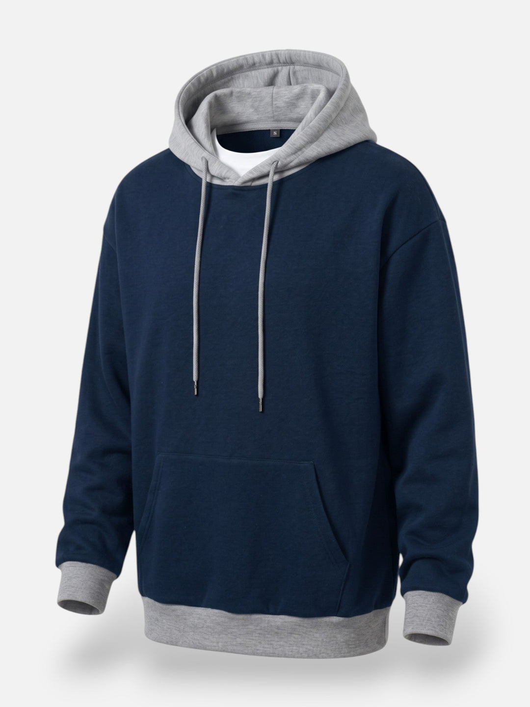 Tvåfärgad hoodie med dragsko för herr