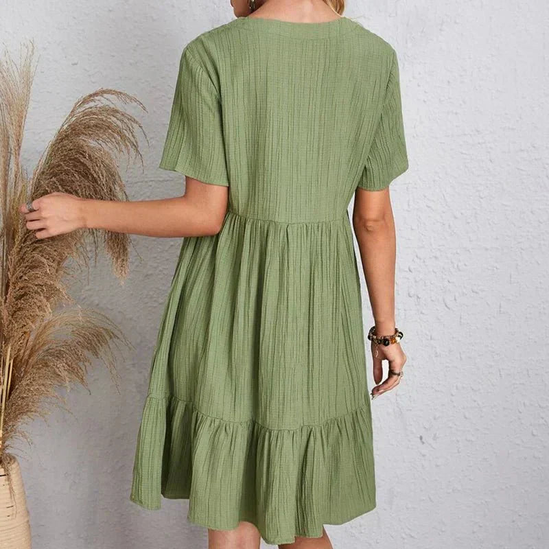 Slimming Retro V-Neck Dress with Tummy Control