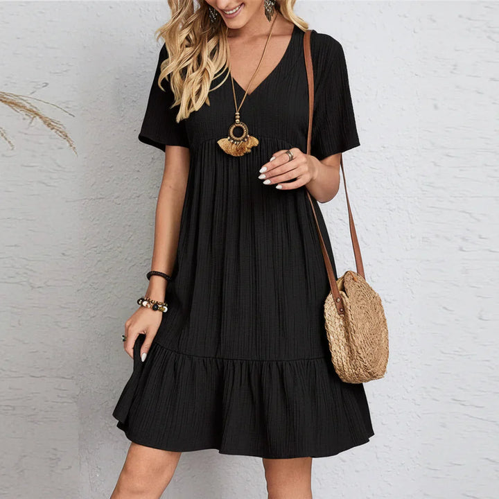 Slimming Retro V-Neck Dress with Tummy Control