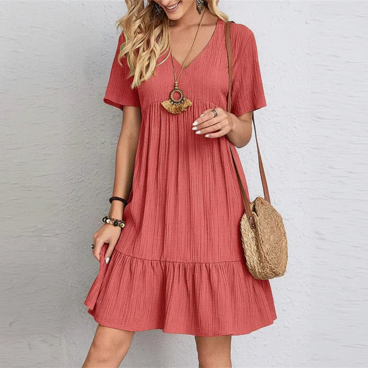 Slimming Retro V-Neck Dress with Tummy Control