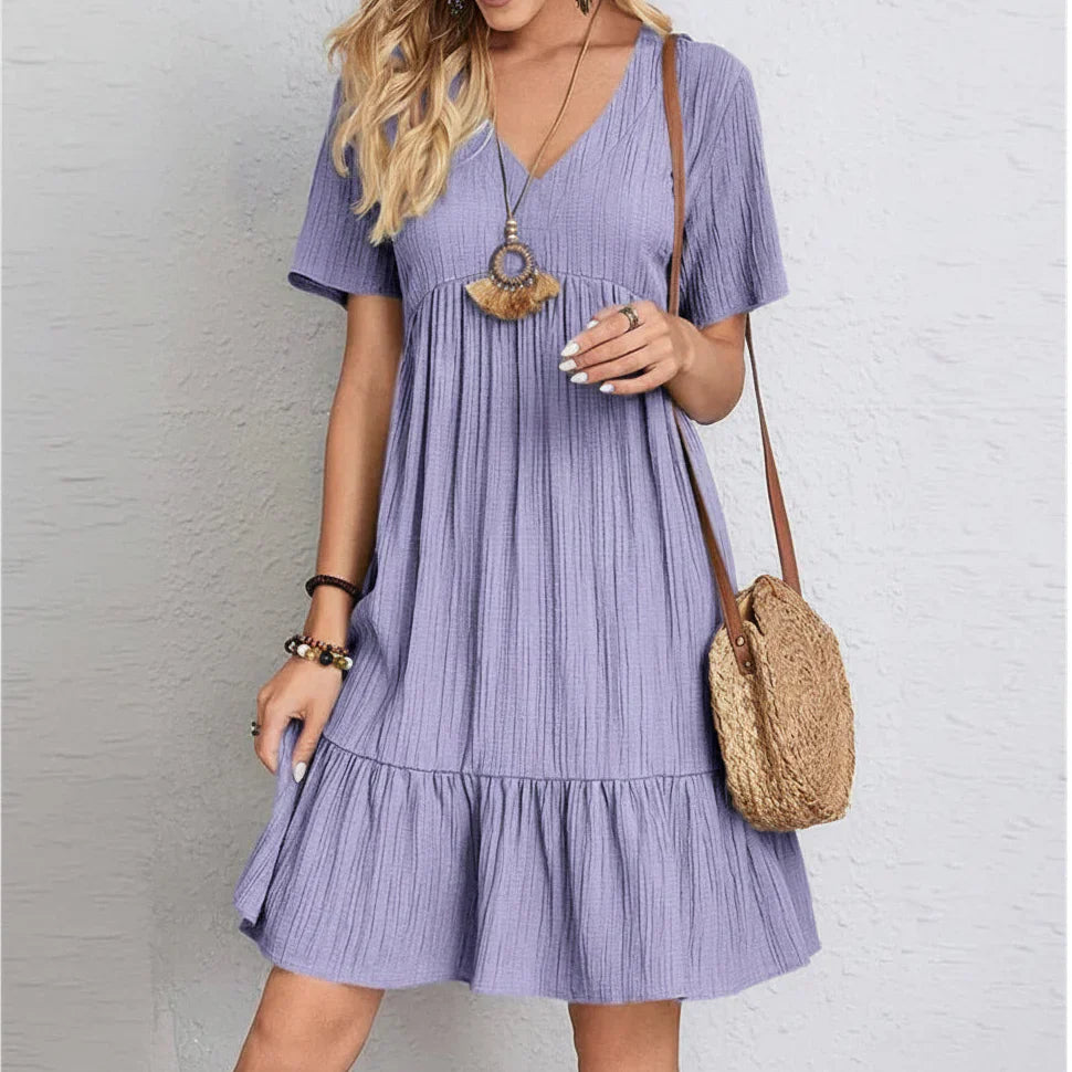 Slimming Retro V-Neck Dress with Tummy Control
