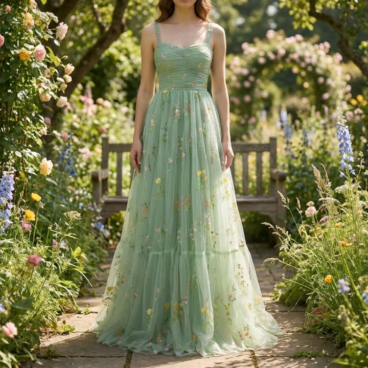 Broderad Tulle Bollklänning
